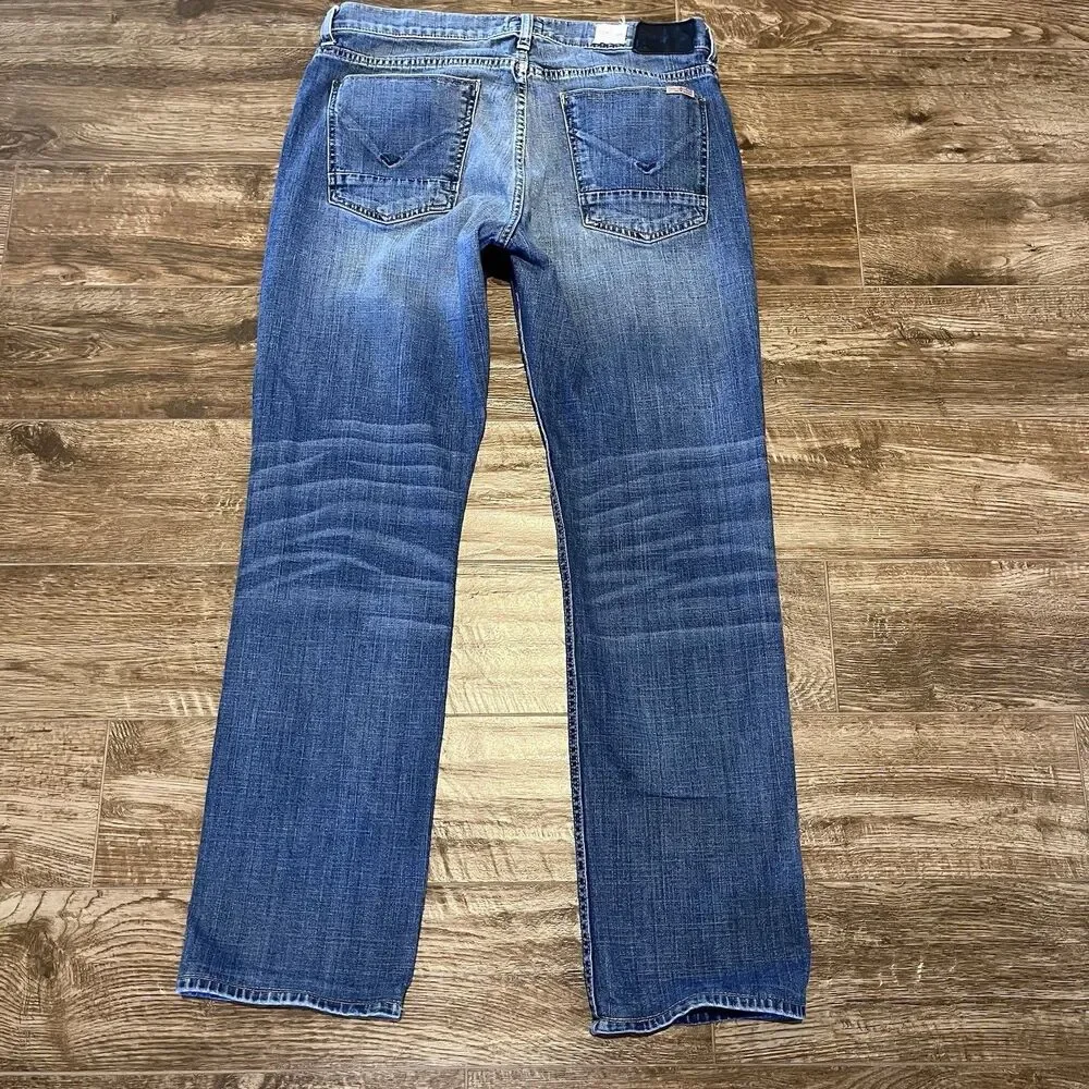 Hudson Jeans Men's Size 34 Blue Denim Byron Straight Leg Distressed 5-Pockets - Picture 9 of 14